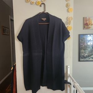 Black knit Cowl neck Short Sleeve Cardigan 1X